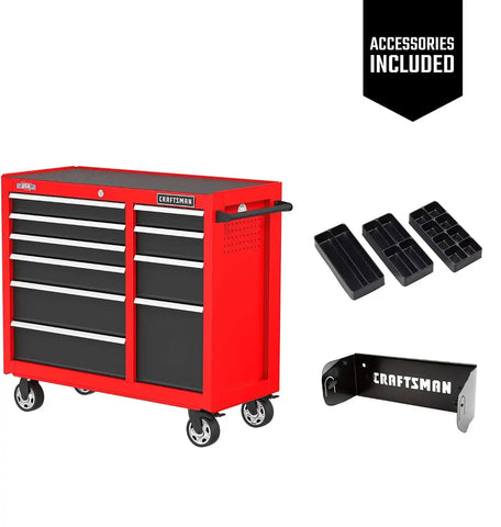 CRAFTSMAN 41" Rolling Tool Chest, 10-Drawer Steel Tool Cabinet with Drawer Trays and Paper Towel Holder (CMST341102RB)