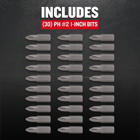 CRAFTSMAN Phillips Screwdriver Bit Set, 1-Inch, 30-Piece (CMAF121PH230)