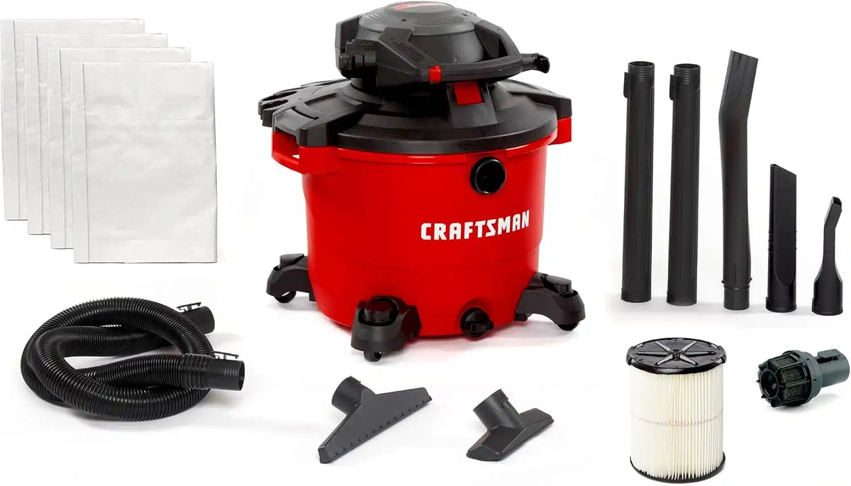 CRAFTSMAN CMXEVBE17607 16 Gallon 6.5 Peak HP Wet Dry Blower Vacuum Bundle