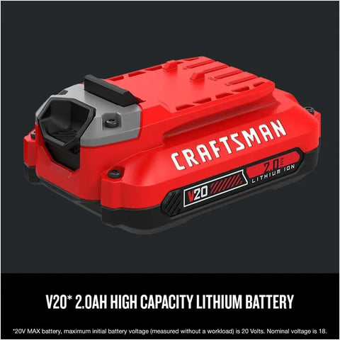 CRAFTSMAN V20 2Ah Lithium Ion Power Tool Battery 2-Pack and Charger Starter Kit (CMCB202-2CK)