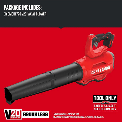 CRAFTSMAN CMCBL720B V20* Cordless Axial Leaf Blower, Brushless (Tool Only) Red