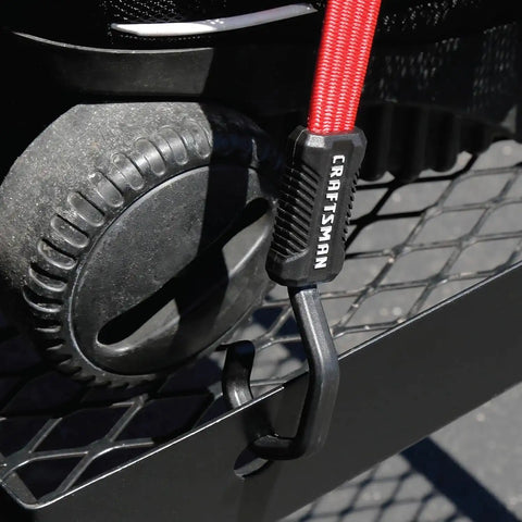 CRAFTSMAN 24" Flat Bungees with Self Centering X-Large Hooks, 32 Pack | XL Non Scratch Steel-Core Hooks, Textured Grip Pad, Easily Stretch and Secure Lightweight Gear, Trunk Cargo & Everyday Hauls