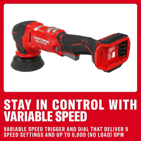 CRAFTSMAN 3 in. Dual Action Buffer Polisher, V20 Brushless Cordless Orbital Polisher, Variable Speed, Tool Only (CMCE130B)