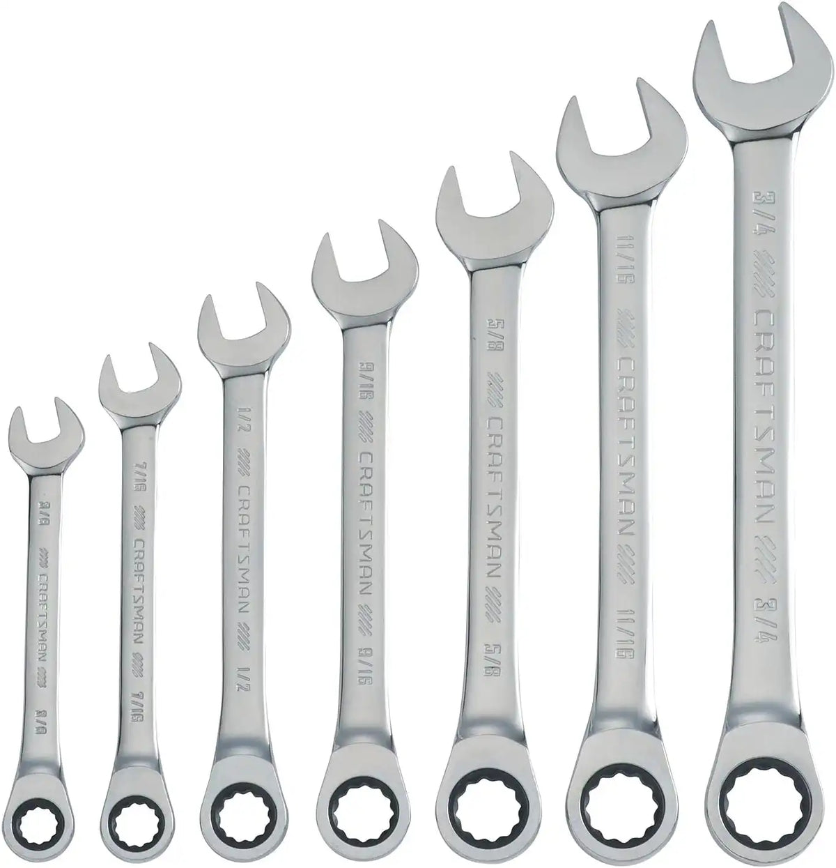CRAFTSMAN 7-Piece Combination Ratcheting Wrench Set, 12-Point Standard SAE (CMMT87020)