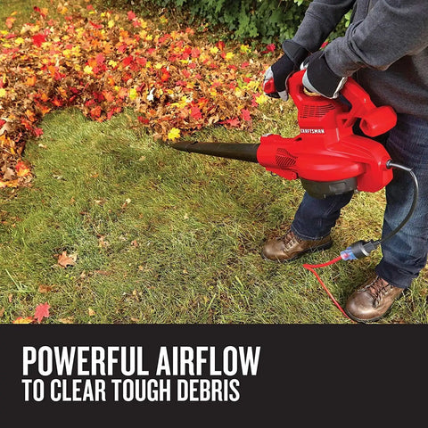 CRAFTSMAN Leaf Blower, Leaf Vacuum and Mulcher, 3-in-1 Backpack Blower, Up to 230 MPH, 12 Amp, Corded Electric (CMEBL700)