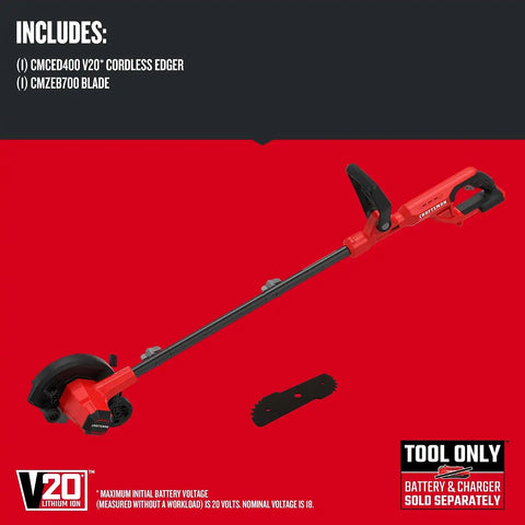 CRAFTSMAN 20V Edger Lawn Tool, Cordless Trencher, Bare Tool Only (CMCED400B)
