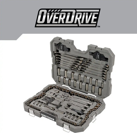 CRAFTSMAN OVERDRIVE 154-Piece Gunmetal Chrome Mechanics Tool Set, Standard SAE/Metric Socket Set, with Hard Case (CMMT99154L)