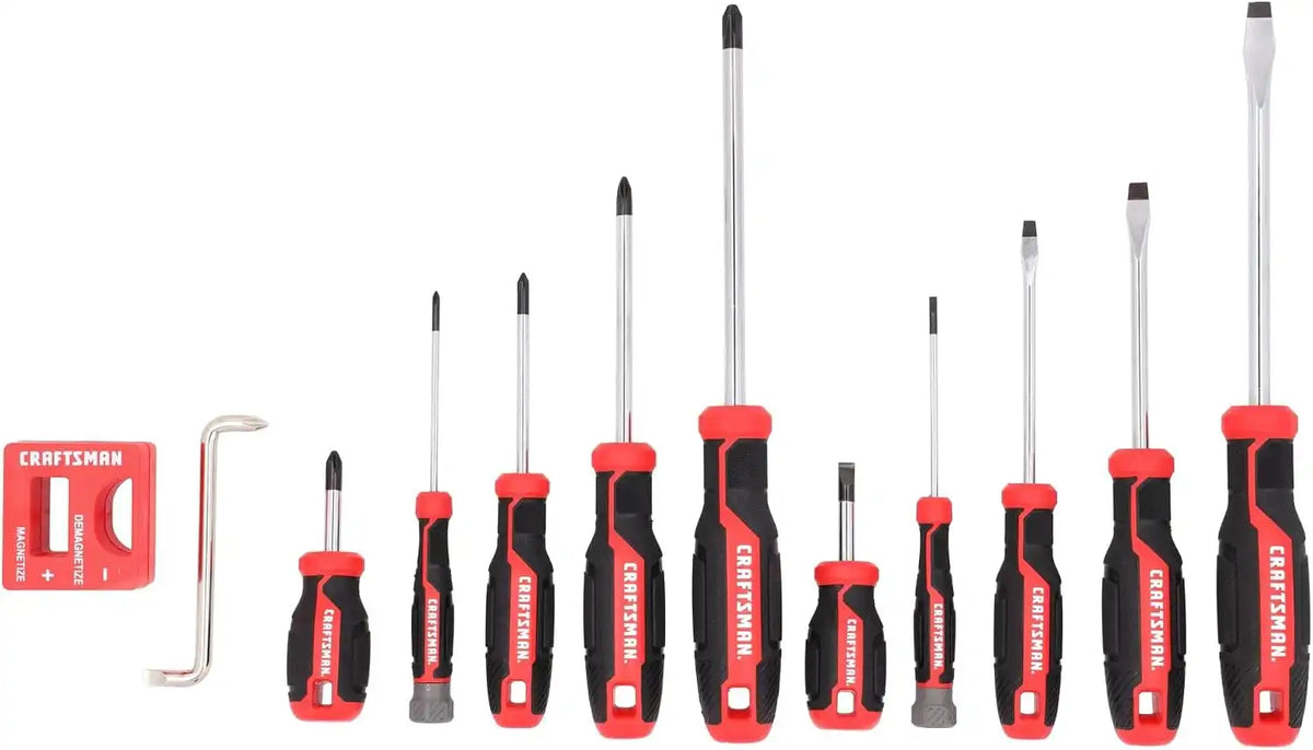 CRAFTSMAN Screwdriver Set, 12 Pc, Includes Flat Head and Phillips Screwdrivers, Offset, Magnetizer/Demagnetizer (CMHT65130)