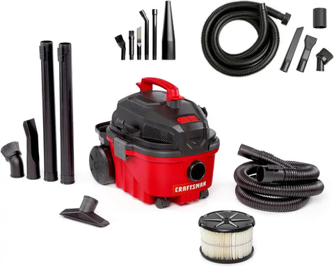 CRAFTSMAN CMXEVBE17040 4 Gallon 5.0 Peak HP Wet Dry Shop Vacuum Bundle