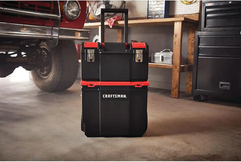 CRAFTSMAN 19-in. 3-in-1 Rolling Tool Box with Wheels, Red, Plastic, Lockable (CMST18614)