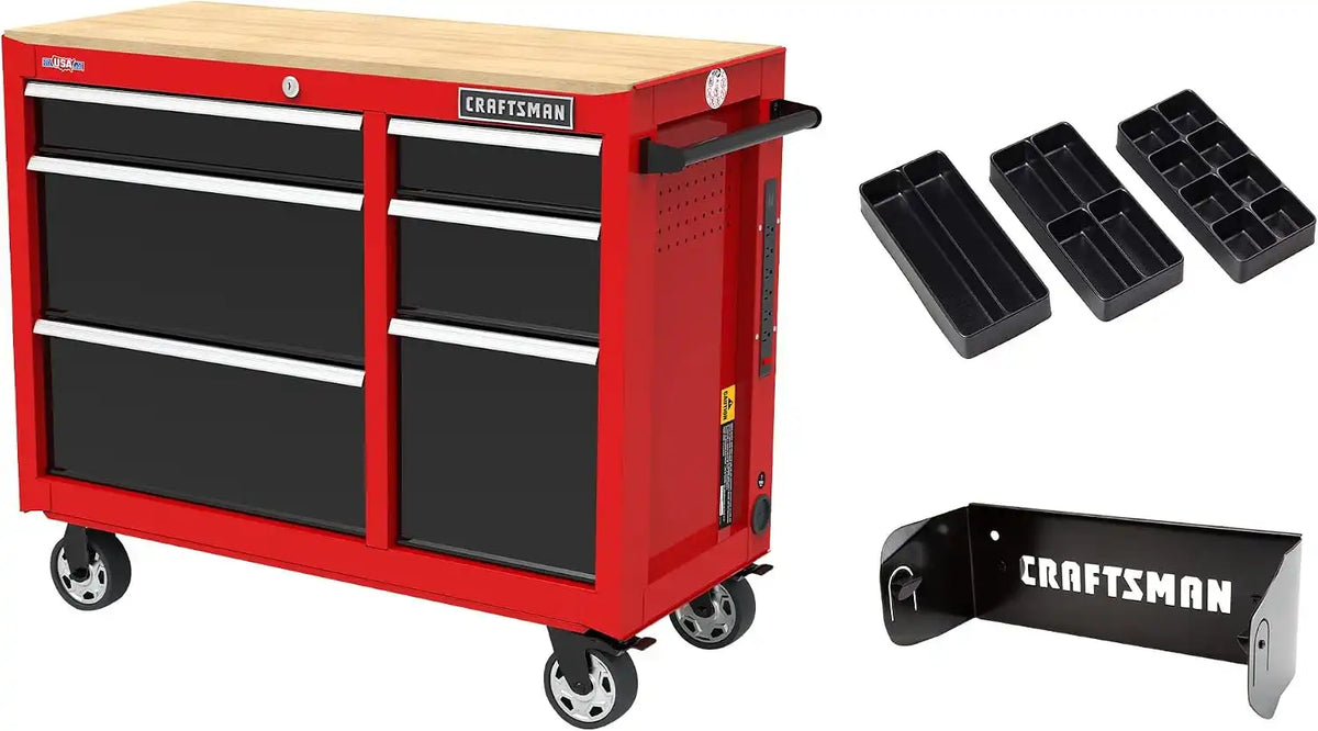 CRAFTSMAN Workbench, Tool Storage, 6-Drawers with Tray and Holder Set, 41-inch, Rolling (CMST34062RB)