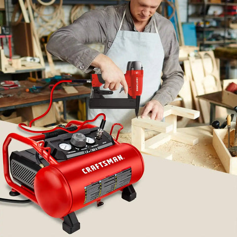 Craftsman 3 Gallon Hot Dog Air Compressor, Oil-Free 155 PSI | 155 PSI Max Pressure & 2.6 CFM @ 90 PSI, Oil-free Pump Cuts Maintenance, Portable & Durable, Lightweight 36LBS