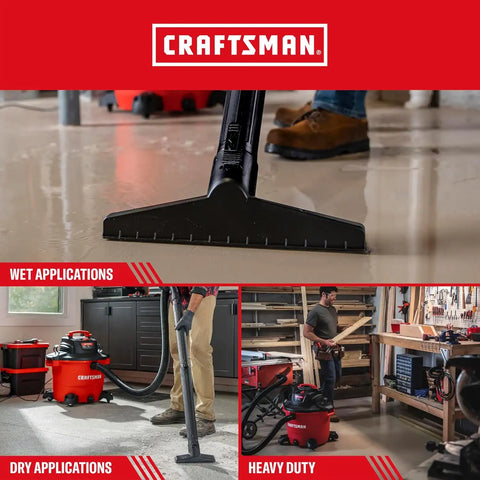 CRAFTSMAN CMXEVBE18595 16 Gallon 6.5 Peak HP Wet Dry Vac, Heavy-Duty Shop Vacuum Wet and Dry with Filter, 4 Dust Bags, Hose, Diffuser and Attachments for Home Projects & Renovations