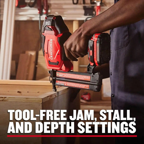 CRAFTSMAN V20 Cordless Brad Nailer, 18 Gauge Nail Gun, with Battery and Charger (CMCN618C1)