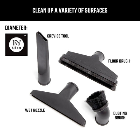 CRAFTSMAN CMXZVBE38803 1-7/8 in. Wet Dry Shop Vacuum Attachment Kit | Industrial-Grade Shop Vacuum Accessories for Cleaning your Home, Fits 1-7/8 in. Hose Diameters
