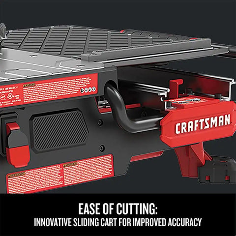 CRAFTSMAN V20 Tile Cutter, Wet Tile Saw, Compact Sliding Cart, 7 inch, Cordless, Battery and Charger (CMCS4000M1)