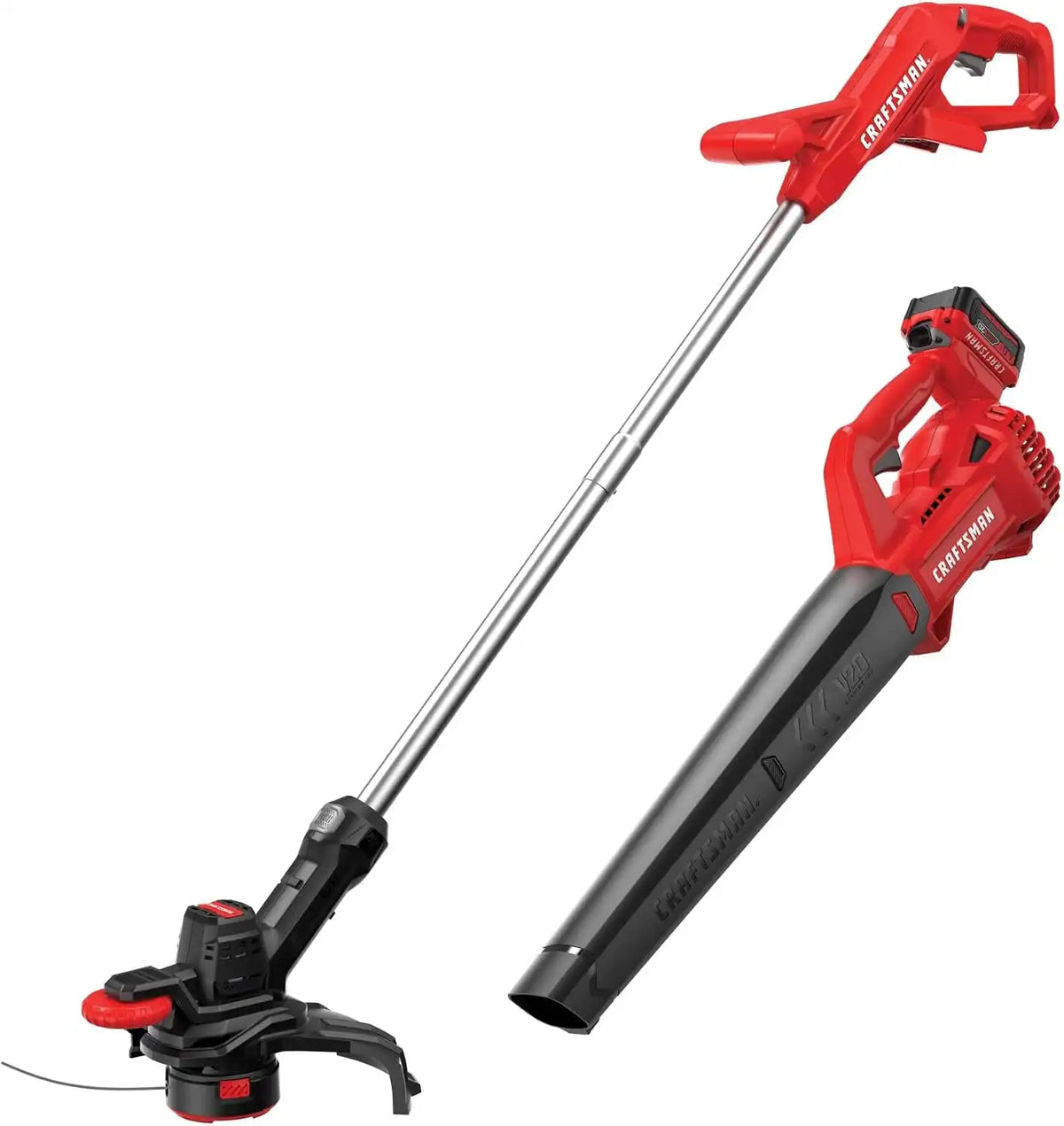 CRAFTSMAN V20 Cordless String Trimmer/Edger and Leaf Blower Combo with 4.0 Ah Battery and Charger, Wide Cut Weedwacker, 90 MPH Blower, Lightweight (CMCK279M1)