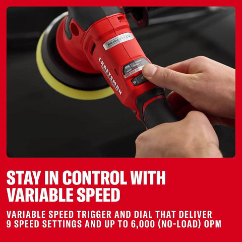 CRAFTSMAN 5 in. Dual Action Buffer Polisher, V20 Brushless Cordless Orbital Polisher with Side Handle, 9 Speed, Up to 6,000 OPM, Tool Only (CMCE150B)