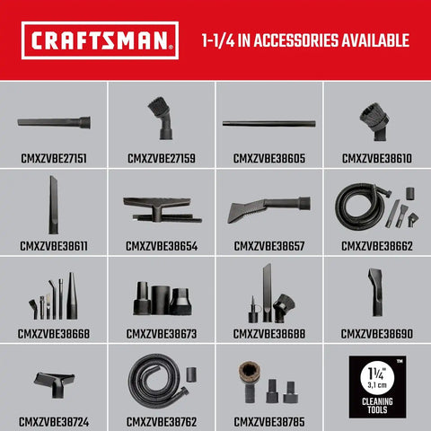 CRAFTSMAN CMXZVBE38605 1-1/4 in. Extension Wand Wet Dry Vac Attachment | Industrial-Grade Shop Vacuum Accessory for Extending Reach While Cleaning, Fits 1-1/4 in. Hose Diameter