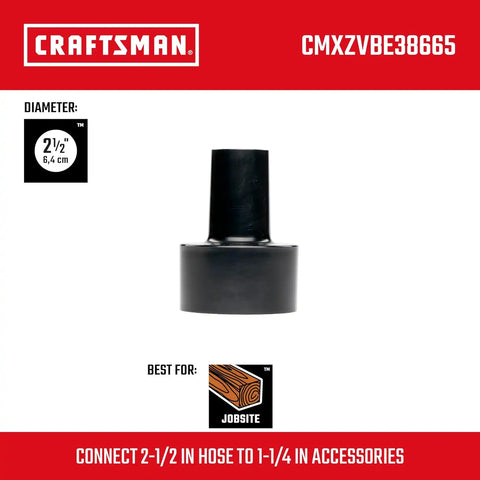 CRAFTSMAN CMXZVBE38665 2-1/2 to 1-1/4 inch Adapter Wet Dry Vac Attachment