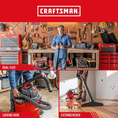 CRAFTSMAN CMXZVBE38759 2-1/2 in. x 20 ft. POS-I-LOCK Wet Dry Vacuum Hose | Industrial-Grade Shop Vacuum Hose Attachment Kit, Fits Most CRAFTSMAN Wet/Dry Vacuums with a 2-1/2 in. Diameter Inlet