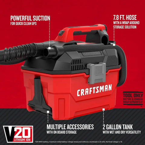 CRAFTSMAN CMCV002B 20V Max 2 gallon Wet Dry Vac (Tool Only) - Amazon Vine