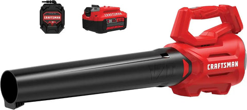 CRAFTSMAN V20 Cordless Axial Leaf Blower Kit, Includes 4.0 Ah Battery and Charger, 100 MPH and 380 CFM Clearing Power, Lightweight, 2 Speed Trigger (CMCBL700M1)