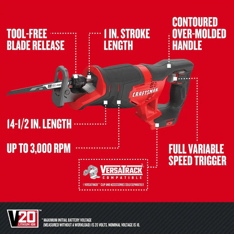 CRAFTSMAN V20 Cordless 6-Tool Combo Kit With Two 2.0 Ah Batteries and Charger (CMCK601D2)