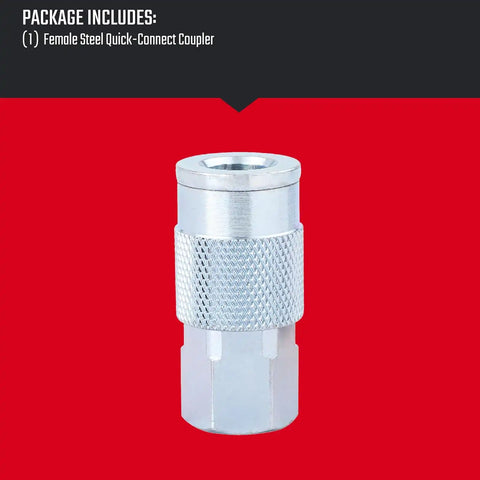 CRAFTSMAN 1/4-in Steel NPT Female Coupler for Air Hose Fittings, Quick Connector Coupler, Industrial Interchange