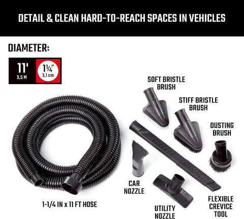 CRAFTSMAN CMXZVBE38801 1-1/4 in. Wet Dry Shop Vacuum Attachment Kit | Industrial-Grade Shop Vacuum Accessories for Car Cleaning, Fits 1-1/4 in. Hose Diameters