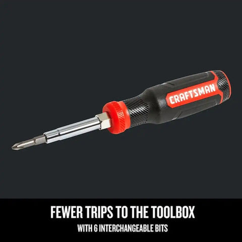 CRAFTSMAN Screwdriver with 6 Multi-Bits, Store Extra Bits in Handle (CMHT68000)