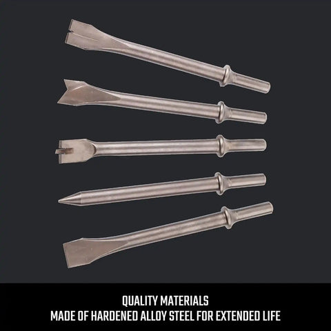 CRAFTSMAN 5-Piece Air Chisel Set, 0.401-in Shank, Hardened Alloy Steel, Variety of Chisel Heads for Multiple Applications