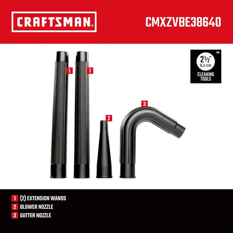 CRAFTSMAN CMXZVBE38640 2-1/2 in. Gutter Cleaning Wet Dry Vac Attachment Kit | Industrial-Grade Shop Vacuum Accessory for Cleaning or Blowing Debris from Gutters, Fits 2-1/2 in. Hose Diameter