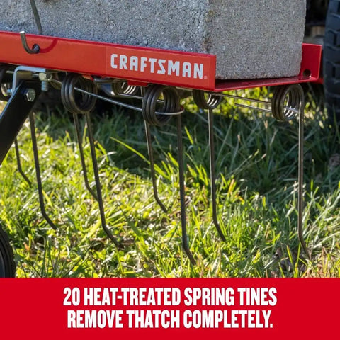 CRAFTSMAN (CMXGZBF7124315), 40-Inch Tow Behind Lawn Dethatcher, 20 Durable Spring Steel Tines Lawn dethatcher, Designed to Pull Behind Lawn and Garden Tractors, Black