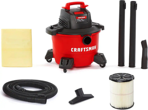CRAFTSMAN CMXEVBE17584 6 Gallon 3.5 Peak HP Wet Dry Shop Vacuum | General Purpose Wet and Dry Vac with Filter, Dust Bag, Hose and Attachments for Home, Garage and Automotive Cleaning