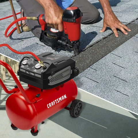 Craftsman 10-Gallon Air Compressor, 1.8 HP, Max 175 PSI, 4.0 CFM @ 90PSI, 5.0 CFM@40PSI, Oil-Free, Quiet Shop Air Compressor with Wheels for Spraying Pneumatic Tool, Model: CMXECXA0201041