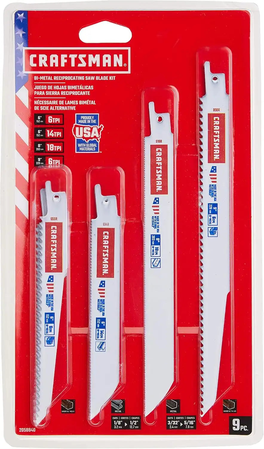 CRAFTSMAN Reciprocating Saw Blades, 9 Piece Kit (2058840)