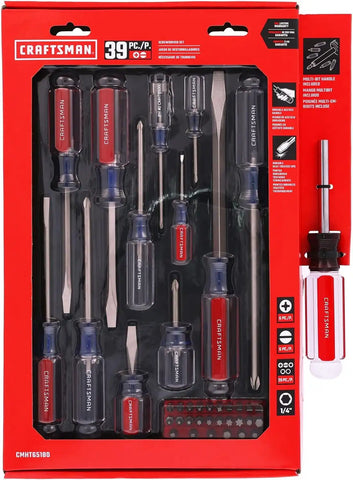 CRAFTSMAN Screwdriver Set, 39 Pc Durable Acetate Handle Master Combination Multi Screw Driver Set Kit (CMHT65180)