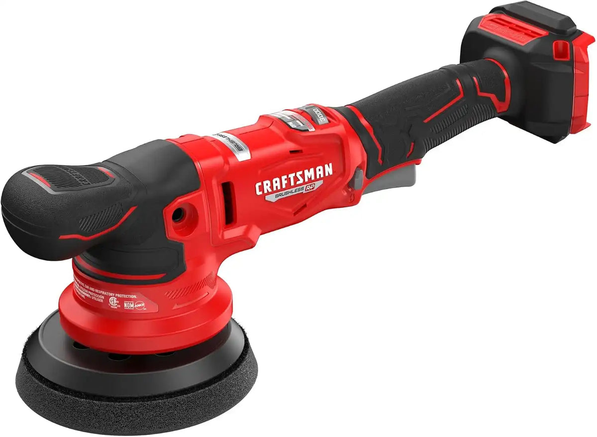 CRAFTSMAN 5 in. Dual Action Buffer Polisher, V20 Brushless Cordless Orbital Polisher with Side Handle, 9 Speed, Up to 6,000 OPM, Tool Only (CMCE150B)