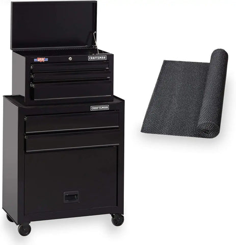 CRAFTSMAN Tool Chest Combo with Drawer Liner Roll, 26-Inch, Rolling, 5 Drawer, Black (CMST82763BK)