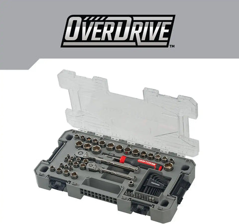 CRAFTSMAN OVERDRIVE 64-Piece Gunmetal Chrome Mechanics Tool Set, Standard SAE/Metric Socket Set, with Hard Case (CMMT99064)
