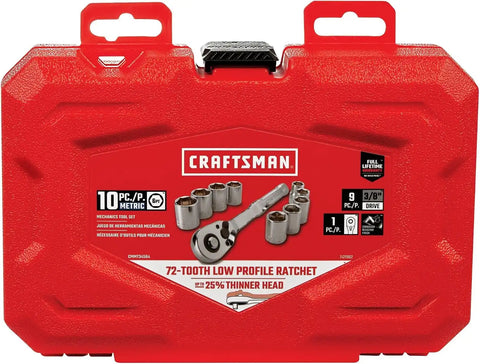 CRAFTSMAN Mechanics Tool Set, Metric, 3/8 Inch Drive, 10 Piece (CMMT34564)