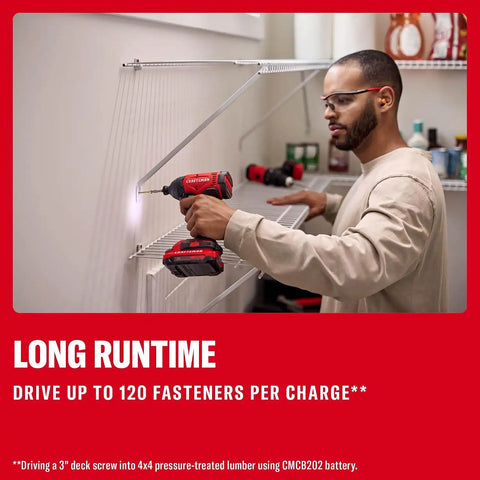 CRAFTSMAN Cordless 1/4 Impact Driver with 2 Ah Lithium Ion Battery, Charger and PH2 Screwdriving Bit, LED Light, High Torque, Variable Speed, 2900 RPM (CMCF801D1)