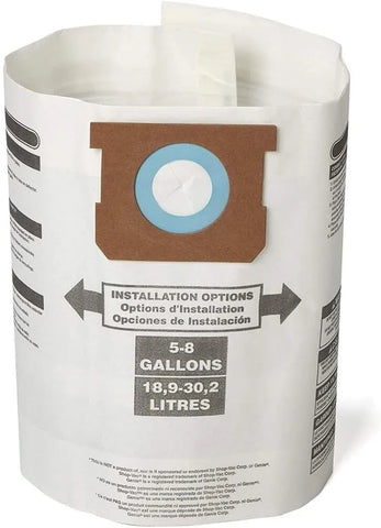 CRAFTSMAN CMXZVBE38767 5-8 Gal. Wet Dry Shop Vacuum Dust Collection Bags | For General Debris, Fits Most 5 to 8 Gallon Shop Vacuums, Collects Dry Only Debris, Reduces Cleanup Time, 3-Pack