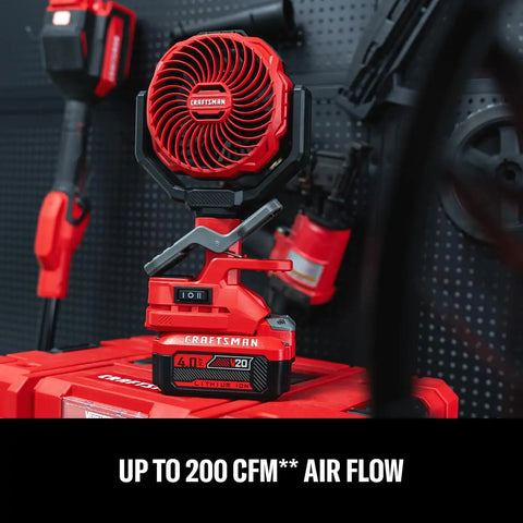 CRAFTSMAN Portable Clip On Fan, 4" Cordless Small Desk Fan Battery Powered, Lightweight Clamp Fan, 2 Speeds 300° Pivot & 270° Tilt, 200 CFM, CMXEFXA520402(Tool Only)