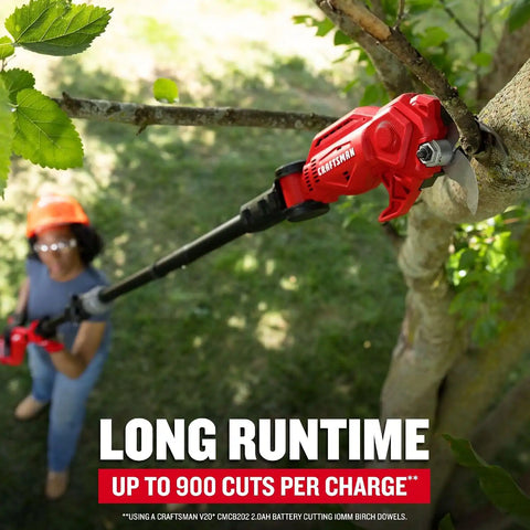 CRAFTSMAN V20 8 FT Cordless Pole Saw, 2 Ah Battery and Charger Included, Tree Pruner, Pivoting Head, Rust Resistant Alloy Steel Blades (CMCPPR320D1)